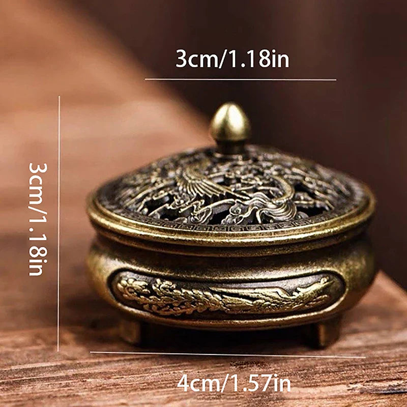 New 1PC Alloy Incense Burner Chinese Buddha Lotus Flower Incense Holder Handmade Censer For Buddhist Home Office Decoration