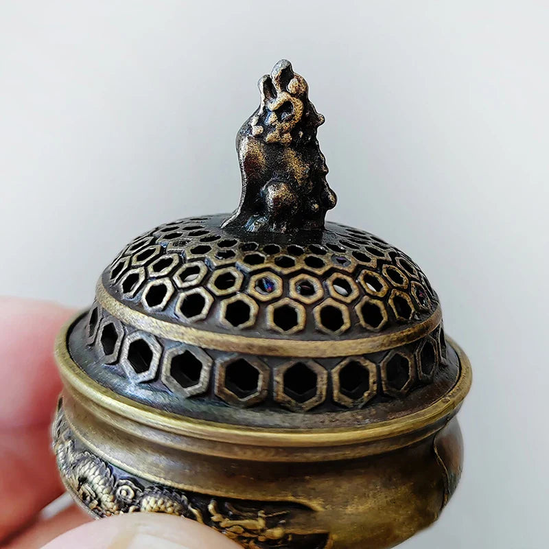 New 1PC Alloy Incense Burner Chinese Buddha Lotus Flower Incense Holder Handmade Censer For Buddhist Home Office Decoration